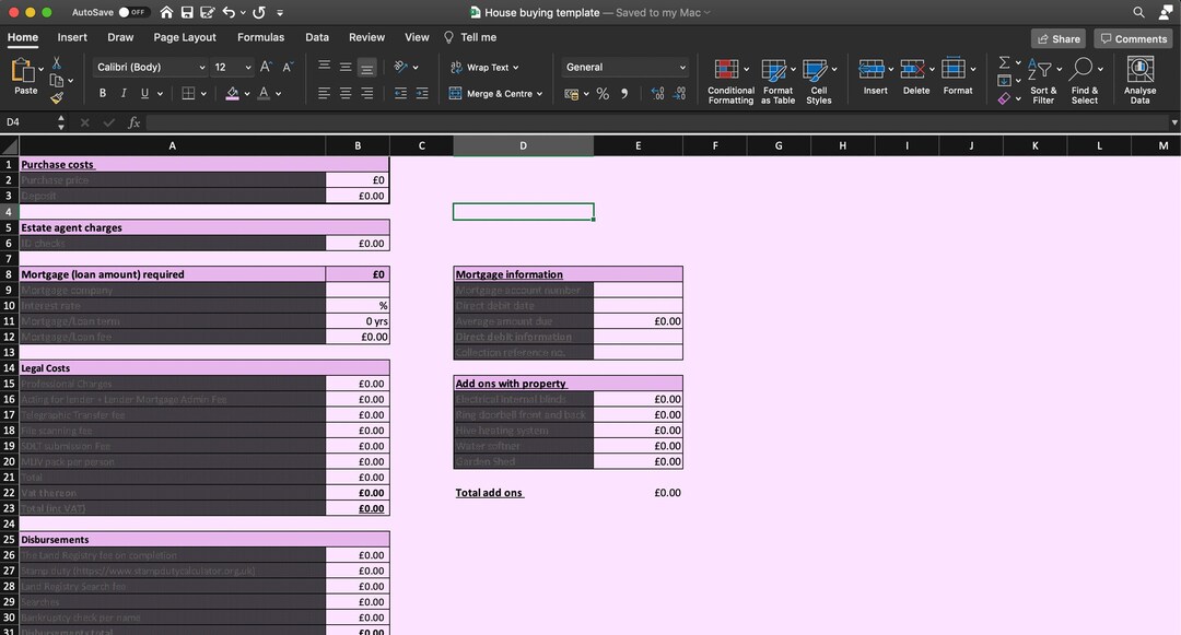 Excel Home Buying & Budget Spreadsheet / Online Buying Etsy