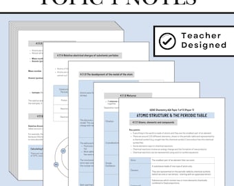 Apuntes de repaso para el examen GCSE de Química de AQA, Tema 1, Prueba 1 (Estructura atómica y tabla periódica)