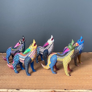 Oaxacan Wolf Alebrije— Wood— Alebrijes— Home Decor— Animal Sculpture— Gift for them— Mexican Art— Special Gift- Wolf