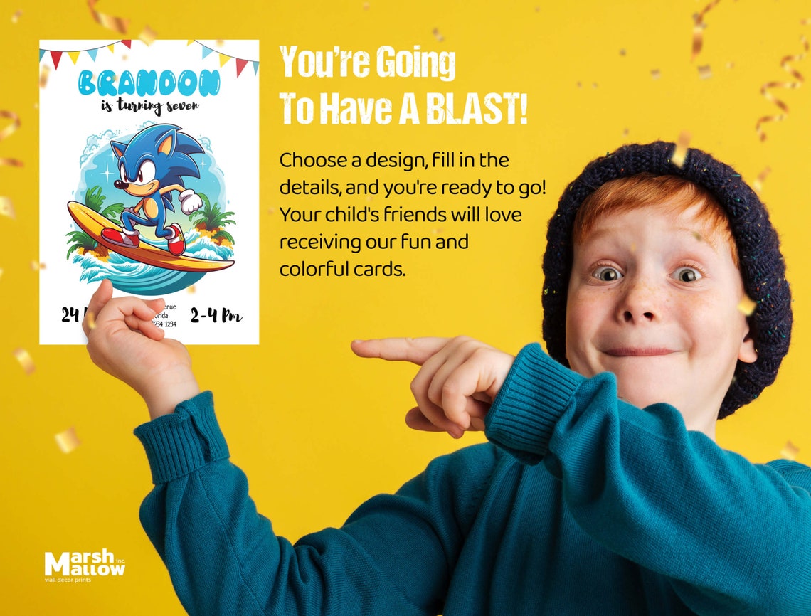 Sonic Pool Party Birthday Invitation Sonic Birthday Sonic Etsy