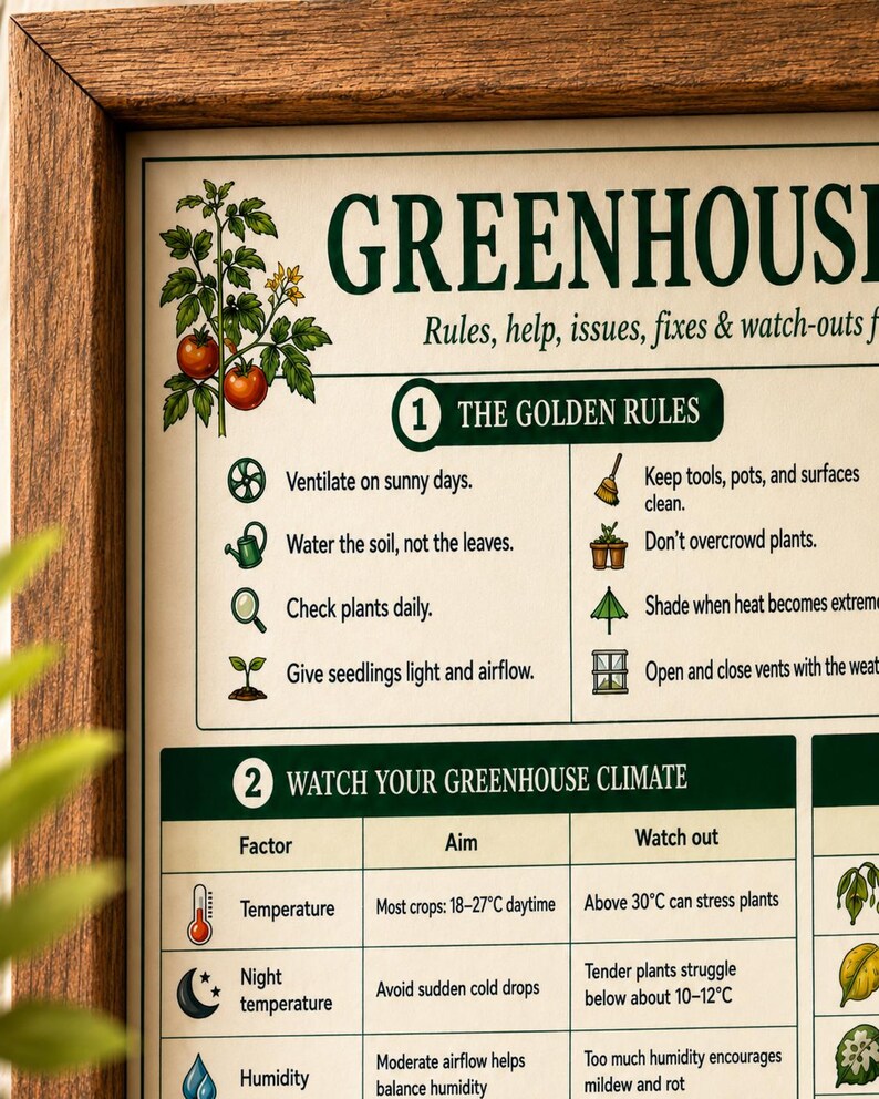 Humidity Poster Greenhouse Troubleshooting Chart PDF + Daily Checklist | Beginner ...