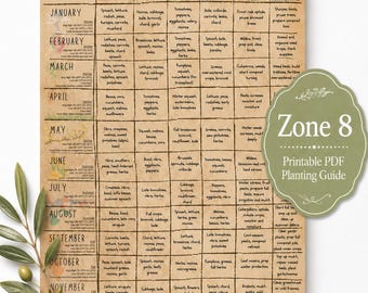Zone 8 Planting Guide PDF | Monthly Garden Calendar Printable
