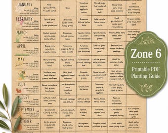 Guida alla semina in zona 6 (PDF) / Calendario mensile dell'orto, tabella di semina e raccolta