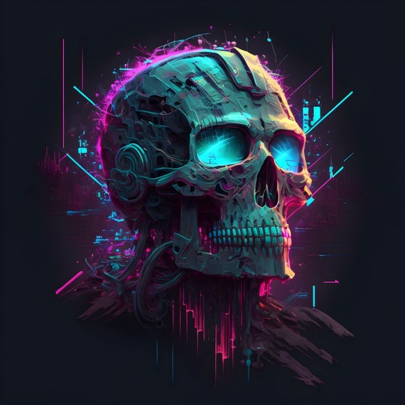 Cyberpunk skull neon lights cool dystopia -  Portugal