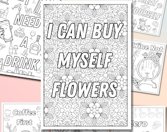 Funny Adult Colouring Pages Printable, A4 Swear Word ColouringBook, Self Care Colouring Printing, Sassy Colouring in 22 Pages