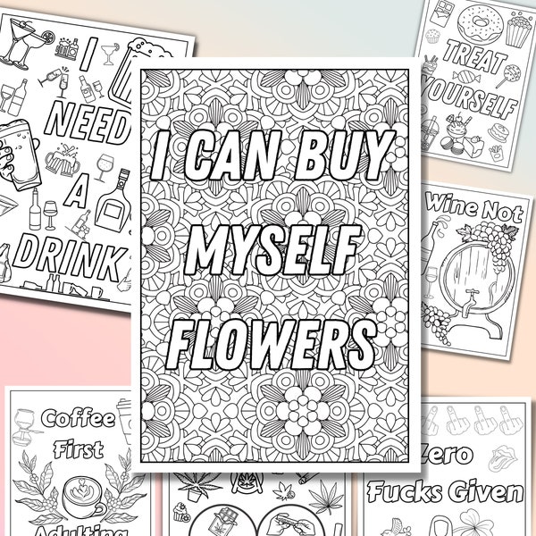 Funny Adult Colouring Pages Printable, A4 Swear Word ColouringBook, Self Care Colouring Printing, Sassy Colouring in 22 Pages