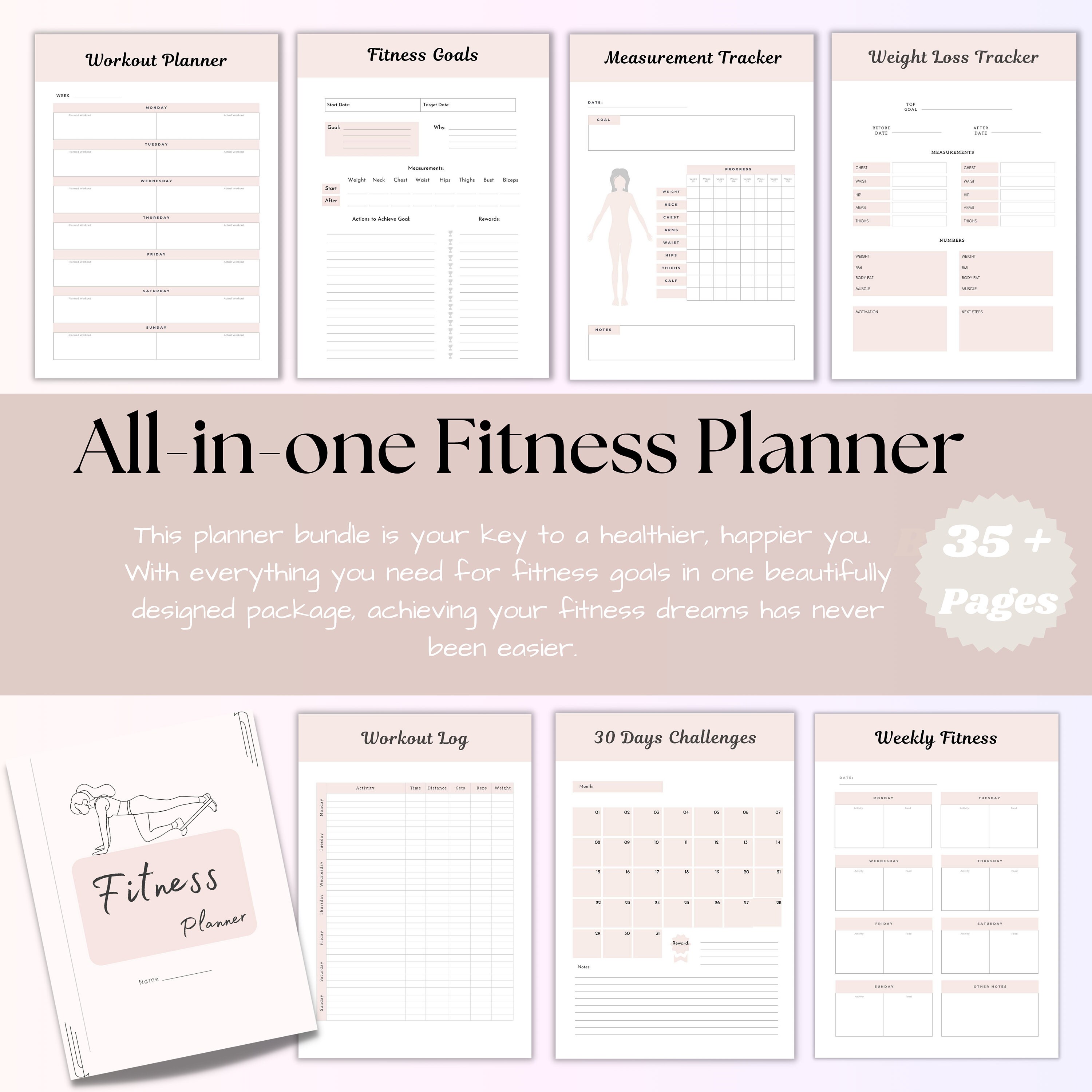 Ultimate Printable Fitness Planner, Weight Loss Tracker, Meal Planner ...