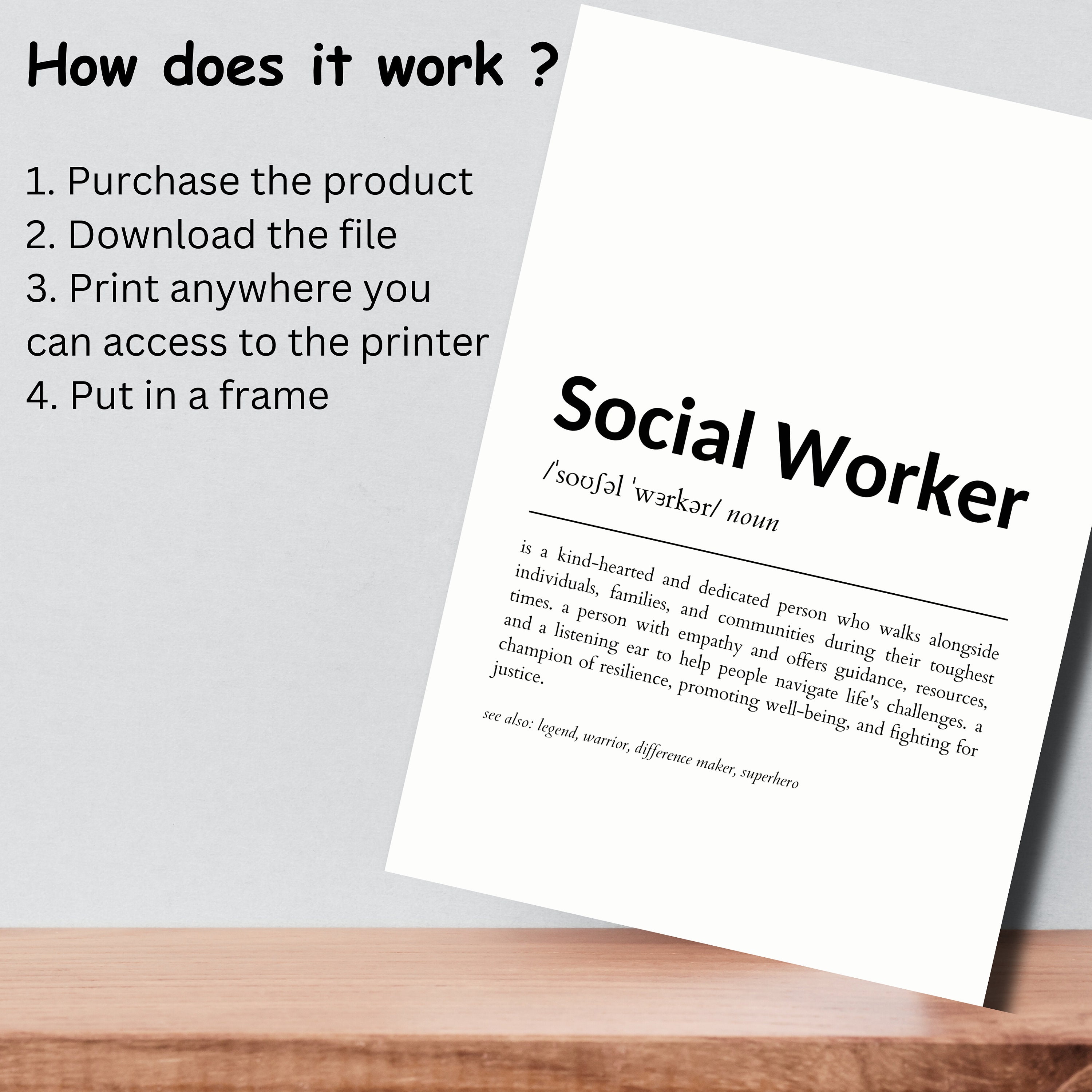 Social worker definition printable social worker wall art gifts