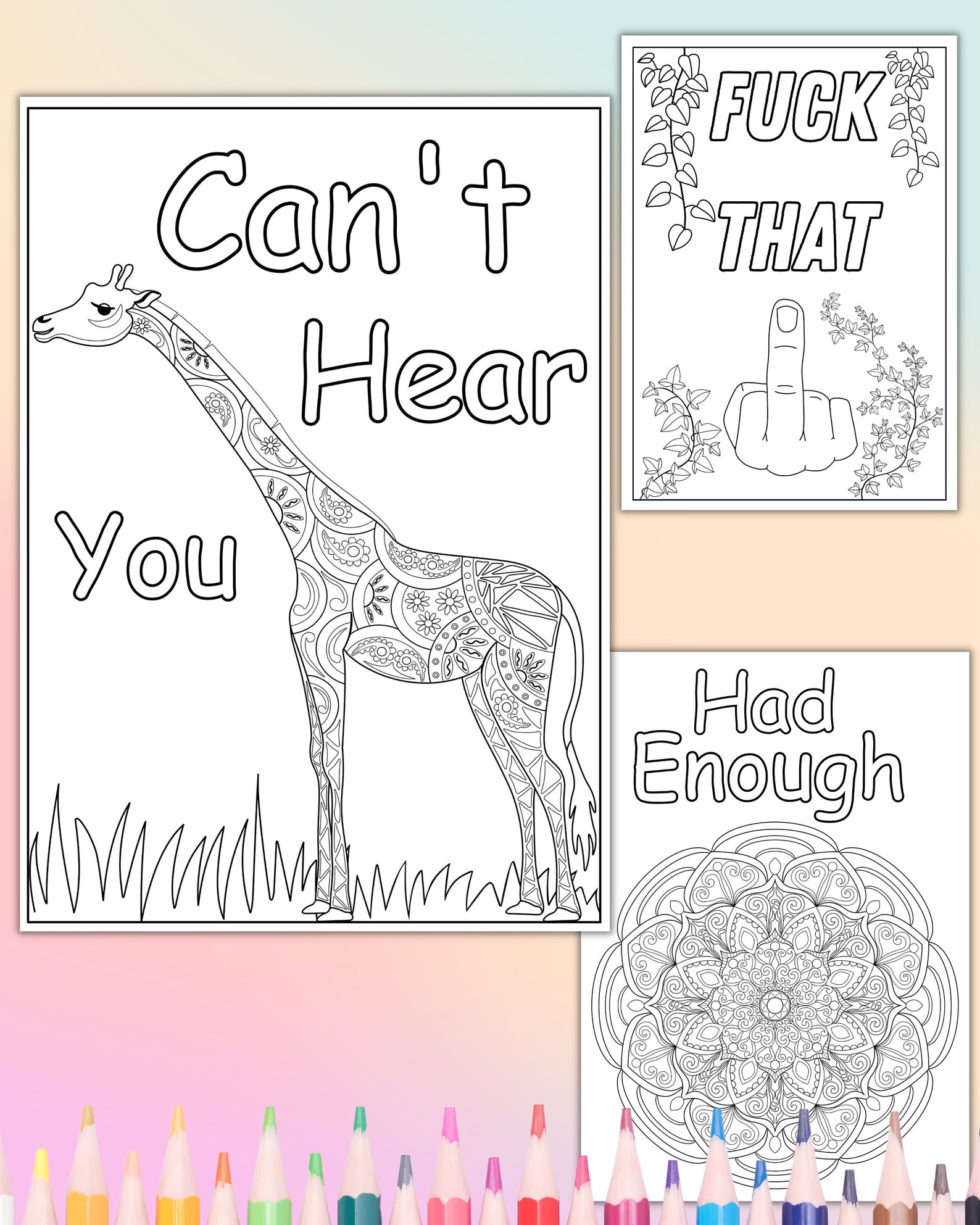Funny Adult Colouring Pages Printable, A4 Swear Word Colouringbook