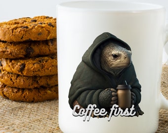 Tasse mit Schildkröte und Kaffee / Geschenk / Landschildkröte / Kaffeebecher / Kaffeetasse/ Geschenkidee für Schildkrötenbesitzer