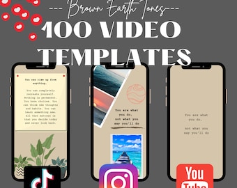 100 Tonos Tierra Marrón / Plantillas de carretes de Instagram / Carretes motivacionales / Plantillas Canva / Plantillas de carretes de citas