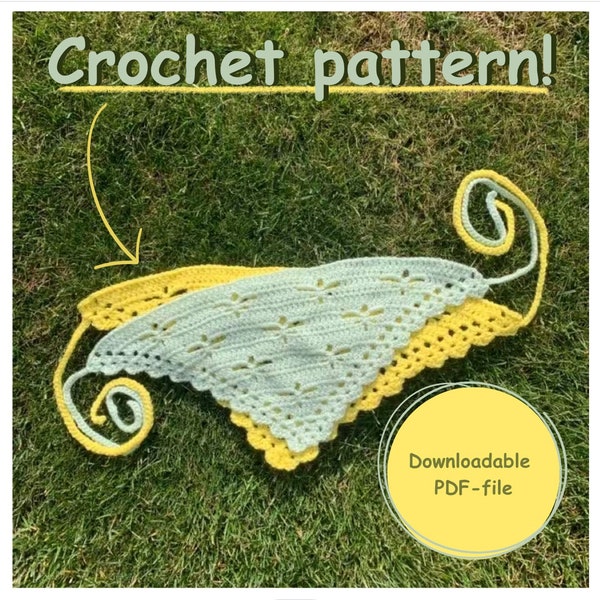 Crochet Bandana Butterflies Pattern // Digital download, pdf pattern, crochet pattern for bandana // Bandana with butterfly pattern