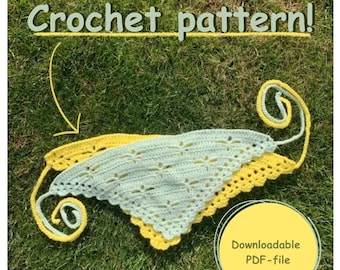 Crochet Bandana Butterflies Pattern // Digital download, pdf pattern, crochet pattern for bandana // Bandana with butterfly pattern