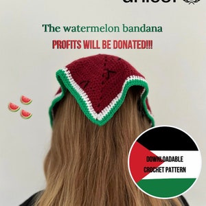 PROFITS GET DONATED!!! Watermelon Bandana Crochet Pattern // Crochet shawlette, shawl pattern, headband // Support Palestine, Gaza