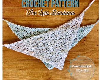 LEIA BANDANA PATTERN // Crochet bandana pattern // Crochet shawlette, shawl pattern, headband // Digital pdf-file, diy, how to make