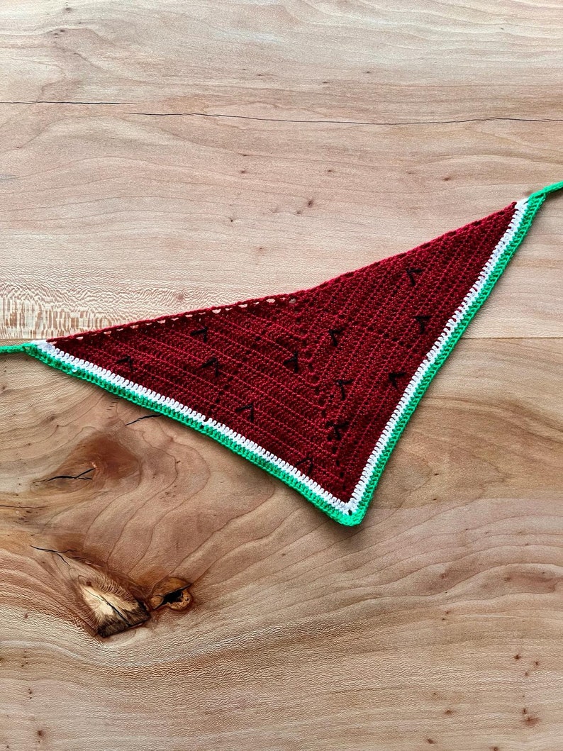 PROFITS GET DONATED Watermelon Bandana Crochet Pattern // Crochet shawlette, shawl pattern, headband // Support Palestine, Gaza zdjęcie 3