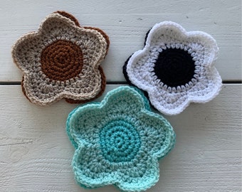 Crochet flower coaster // Cozy coaster, Handmade crochet coaster, Flower coaster crochet, Handmade flower coaster, Handmade accessories