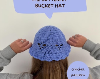 バタフライバケットハットの編み図 - デジタルダウンロード - Etsy 日本