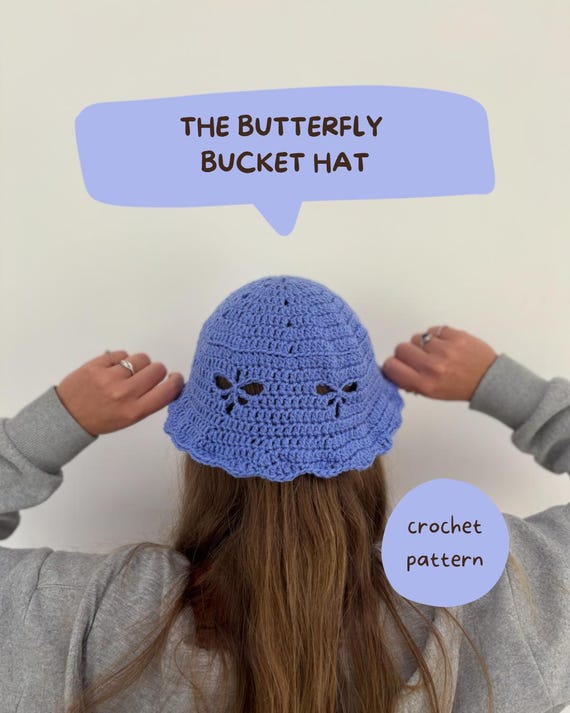 バタフライバケットハットの編み図 - デジタルダウンロード - Etsy 日本