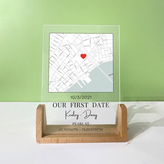 Print Your Place, Our First Date Custom Plaque, Personalized Map