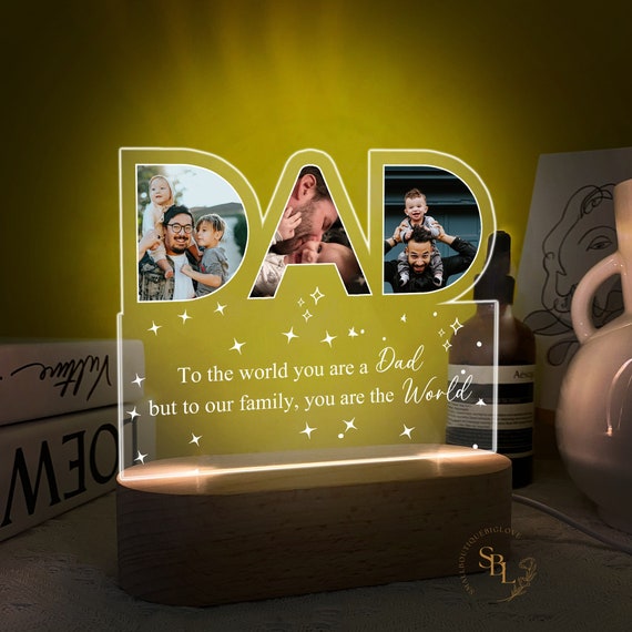 Personalized Dad Night Light With Photo, Custom Night Light 3D LED Lamp for  Dad in Law, Father's Day Gift, Thank You Dad Gift From Kids 