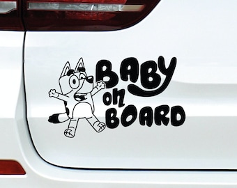 Bluey on board | Baby | Dog | Sticker | Car Window Bumper Vinyl Decal Sticker