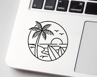 Surf sunset | Line Art | Sticker | Car Window Bumper Vinyl Decal Sticker