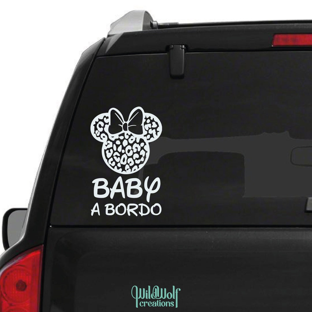 Segnale Auto Baby On Board Con Minnie Mouse - Adesivo A Ventosa Per Lunotto, 19x16.5 Cm
