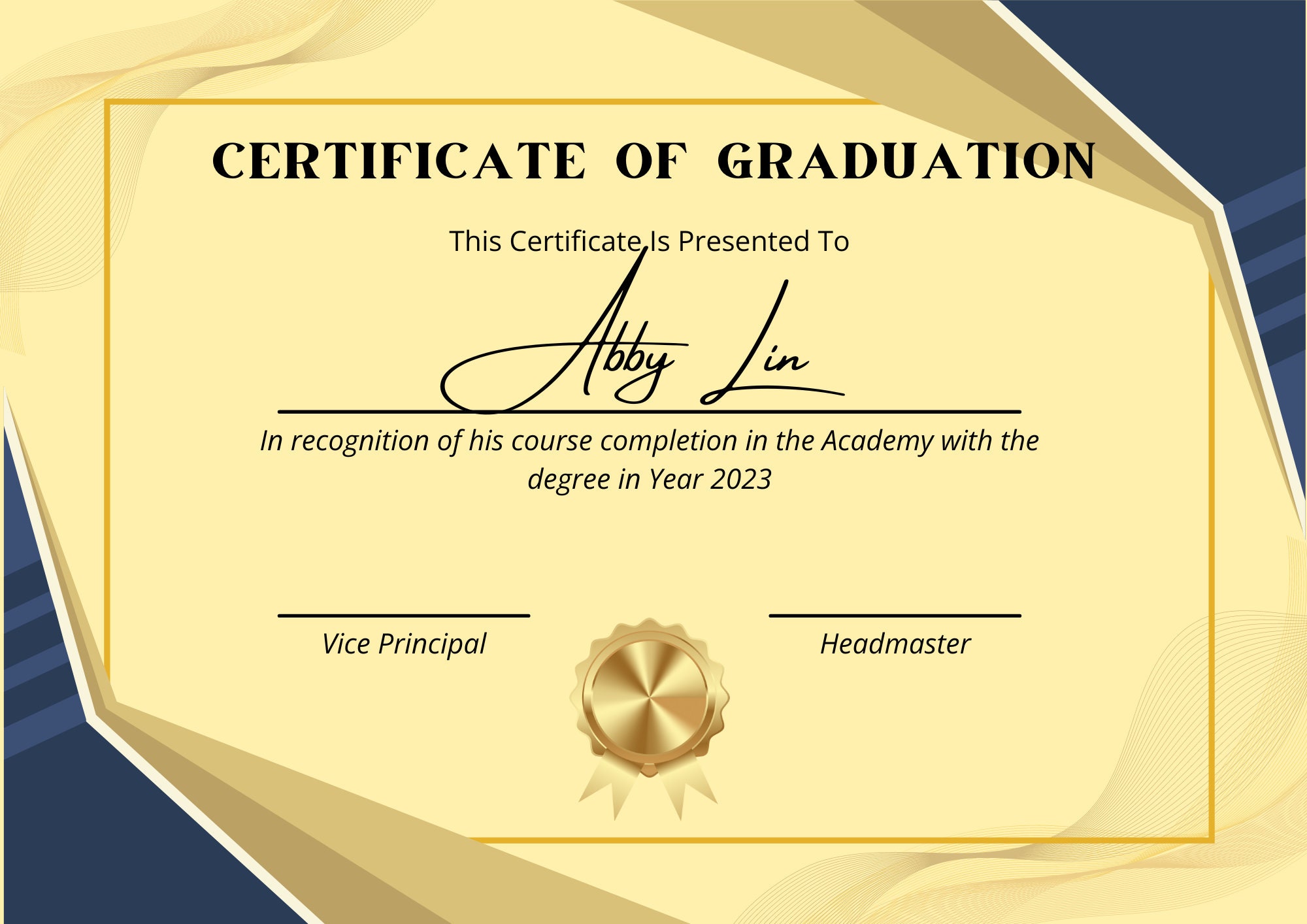 Editable Graduation Certificate Printable Templete INSTANT Download