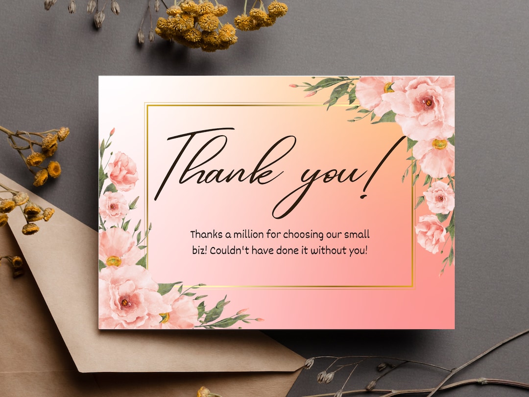 Printable Thank You Card Editable Thank You Card Print at Home Thank You Card Floral Thank You