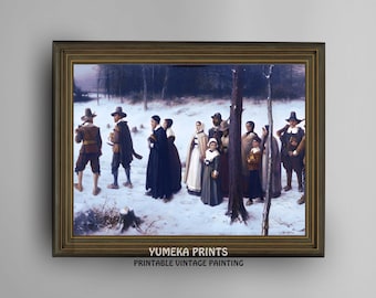 Pilgrims Going to Church by George Henry Boughton - Classic American Art Print | Historical Decor | High-Quality Digital Download | H14