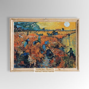 Der rote Weinberg von Vincent van Gogh | Kultige impressionistische Kunst digitaler Download | Vintage Landschaftsgemälde | Berühmte Kunst | Y51