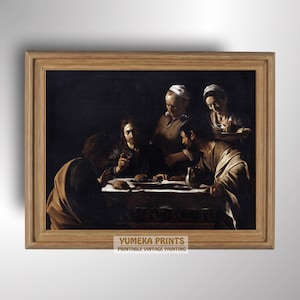 The Supper at Emmaus by Caravaggio | Milan 1606 | Classic Religious Art Digital Download | Antique Vintage Painting | Oil on canvas | Y78