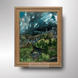 View of Toledo by El Greco | Iconic Landscape Painting Digital Download | Classic Fine Art Print for Home Decor | Spanish Art | Y99