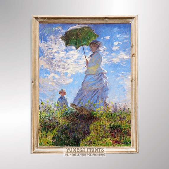 名画 デニス・ポール・ノワイエ「日傘の下の友人」額装 アート 絵画 夏
