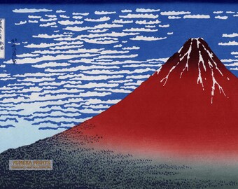 Katsushika Hokusai Red Fuji Fine Wind Clear Morning Vintage