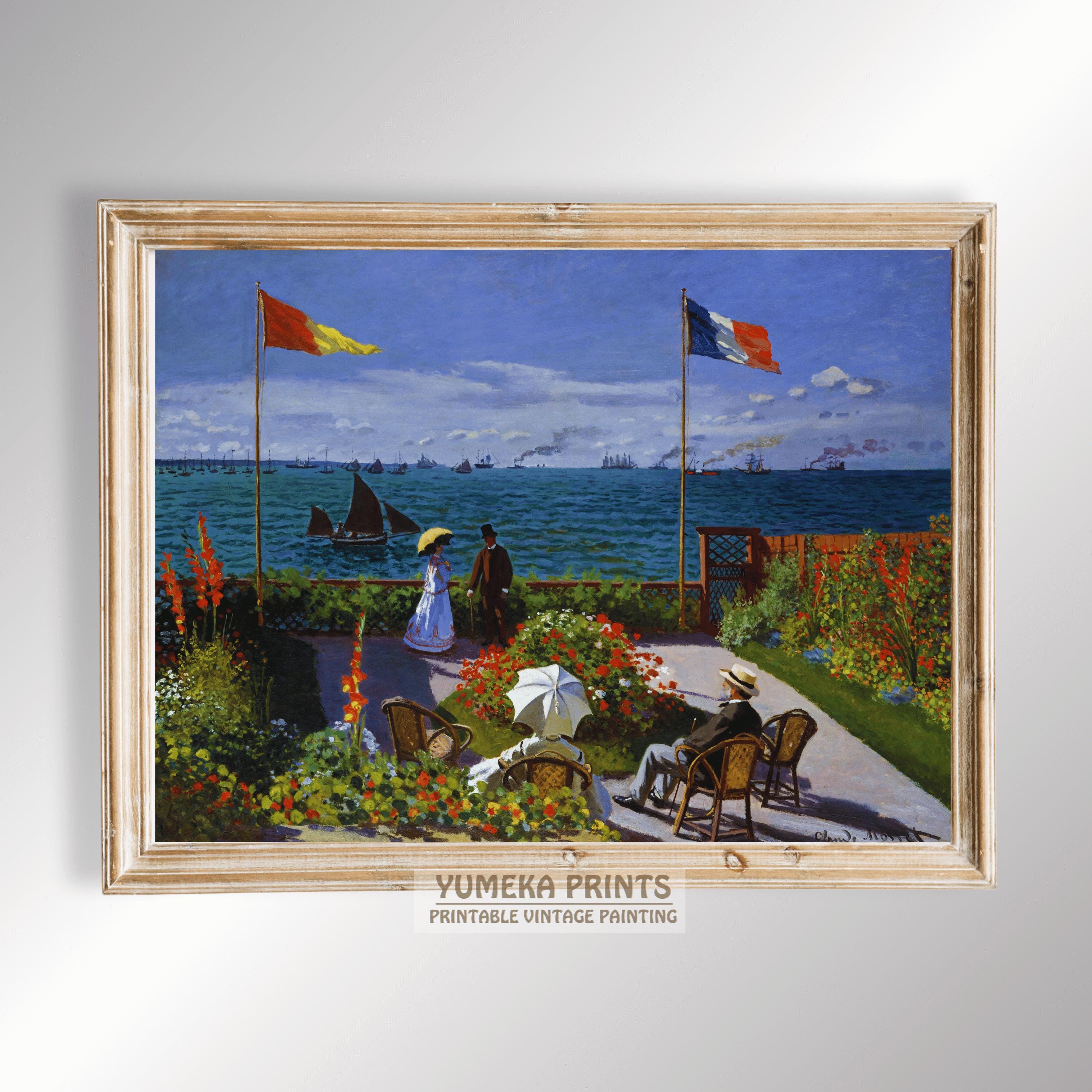 クロード・モネ作「サント・アドレスの庭」 - 印象派の風景画アート