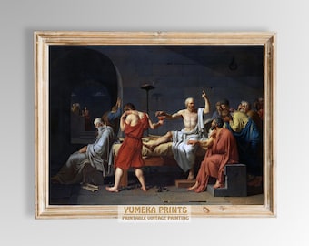 Śmierć Sokratesa autorstwa Jacques'a-Louisa Davida. Druk. Neoklasycyzm. Sztuka ścienna. Klasyczne malarstwo. Dekoracja.