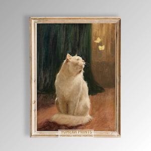 Schmetterling und Katze | Vintage Katzen Poster | Baby Katzen Wand Kunst |Farmhouse Decor | Wohnzimmer Dekor | Digitaler Download | Y23