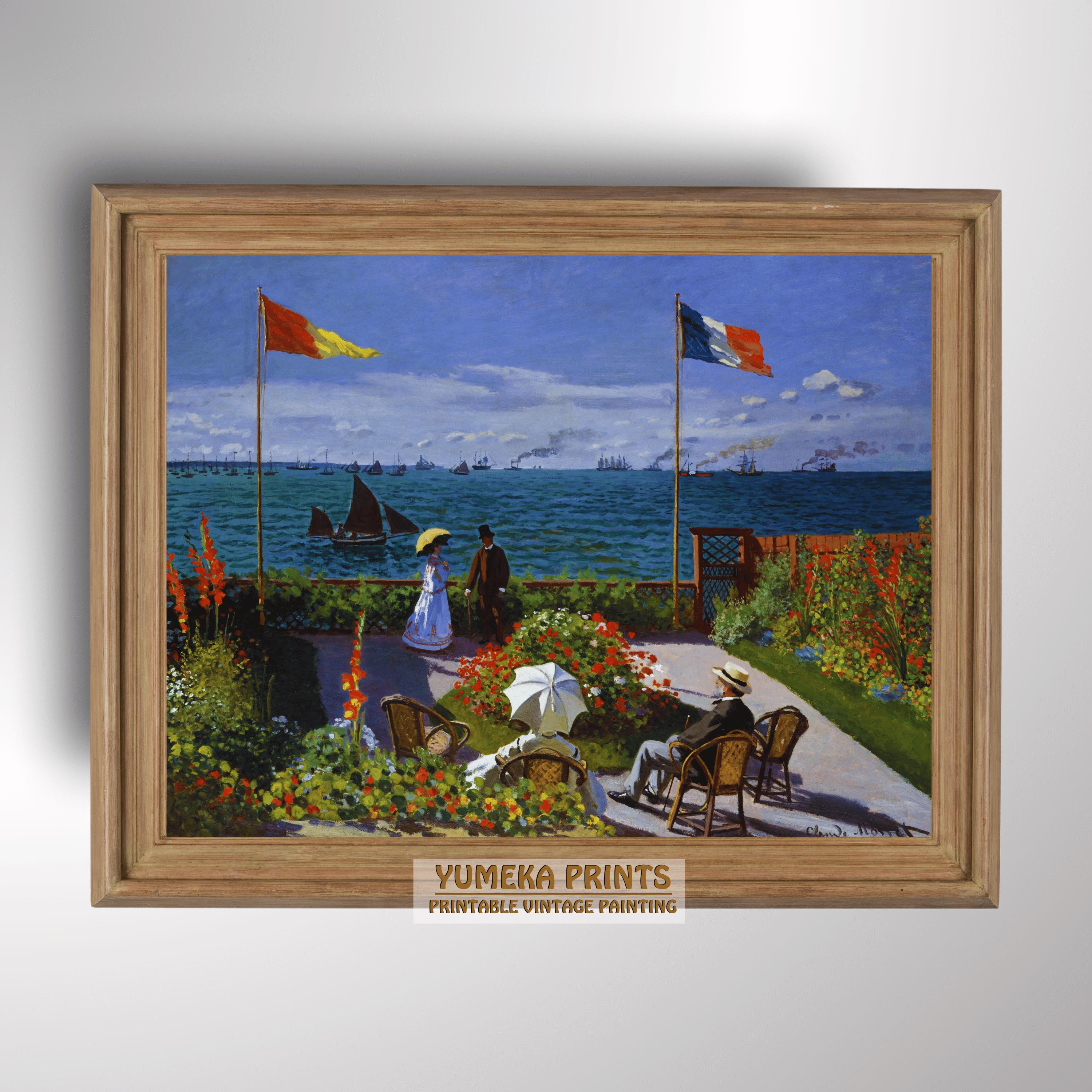 クロード・モネ作「サント・アドレスの庭」 - 印象派の風景画アート