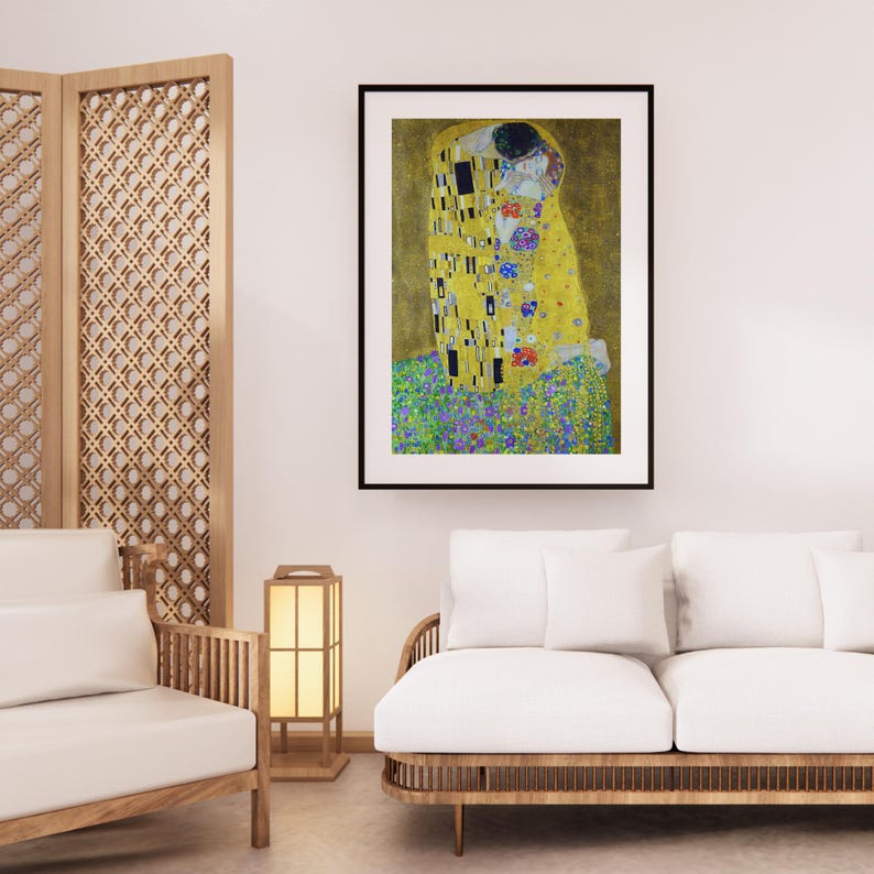 The Kiss by Gustav Klimt Print Vintage Art Nouveau Romantic Wall Art ...