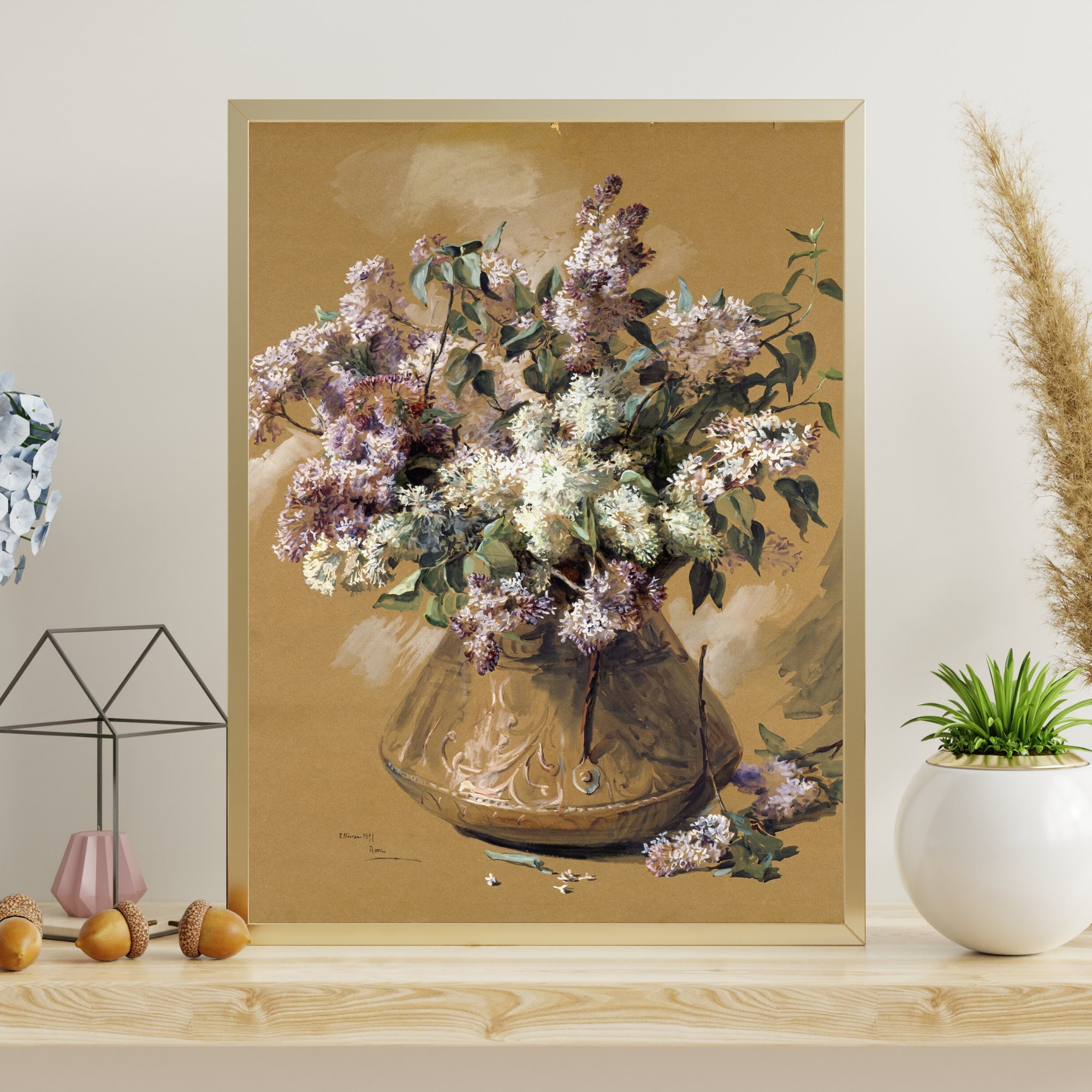 Lilacs 1891 by Elizabeth Nourse Print Vintage Floral Still Life
