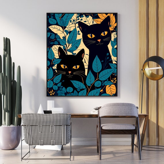 黒猫だらけ | アンティーク猫絵画 | ホームデコレーション | ギフト