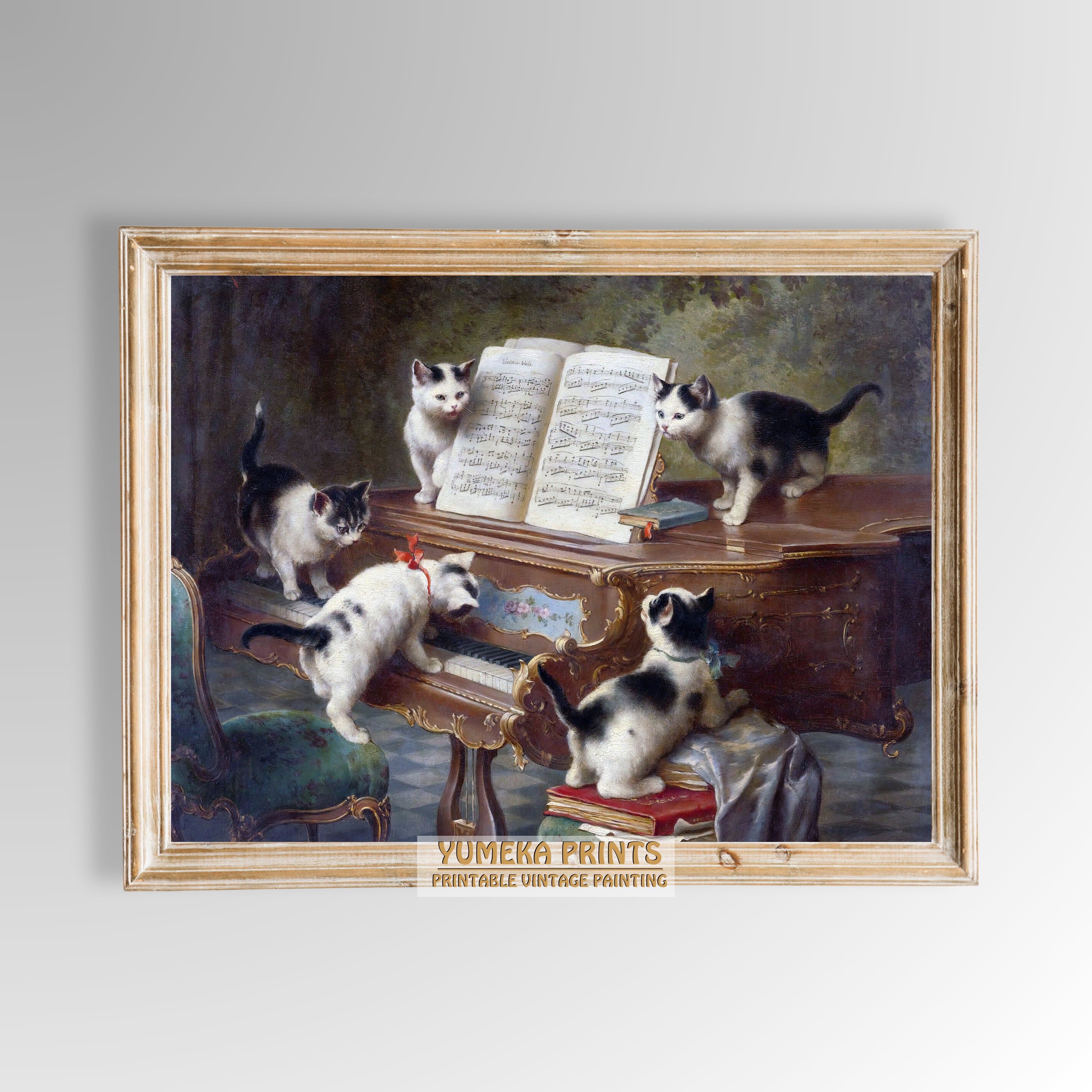 The Kittens Recital by Carl Reichert | Kittens Painting | Vintage
