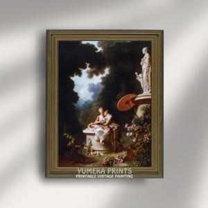 El progreso del amor - Cartas de amor de Fragonard / Impresión artística rococó romántica / Pintura francesa vintage descargable digitalmente / E1