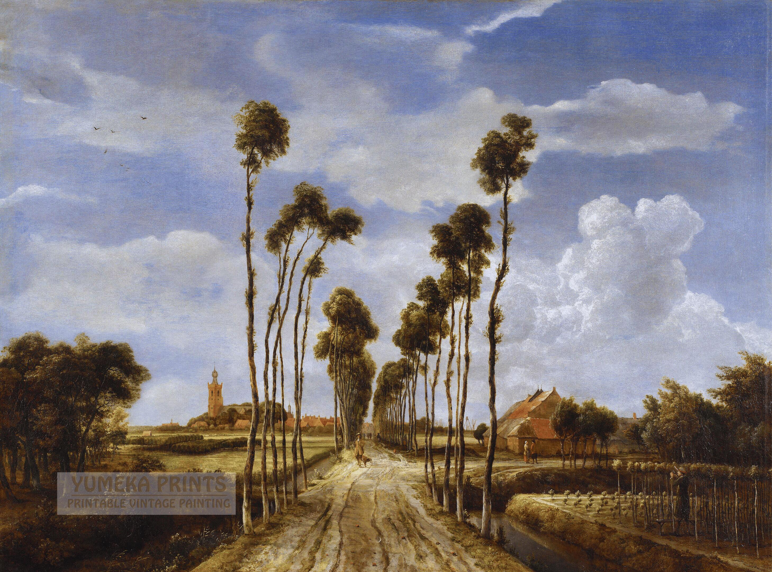 Dutch Landscape Art Print | Hobbema, Avenue at Middelharnis