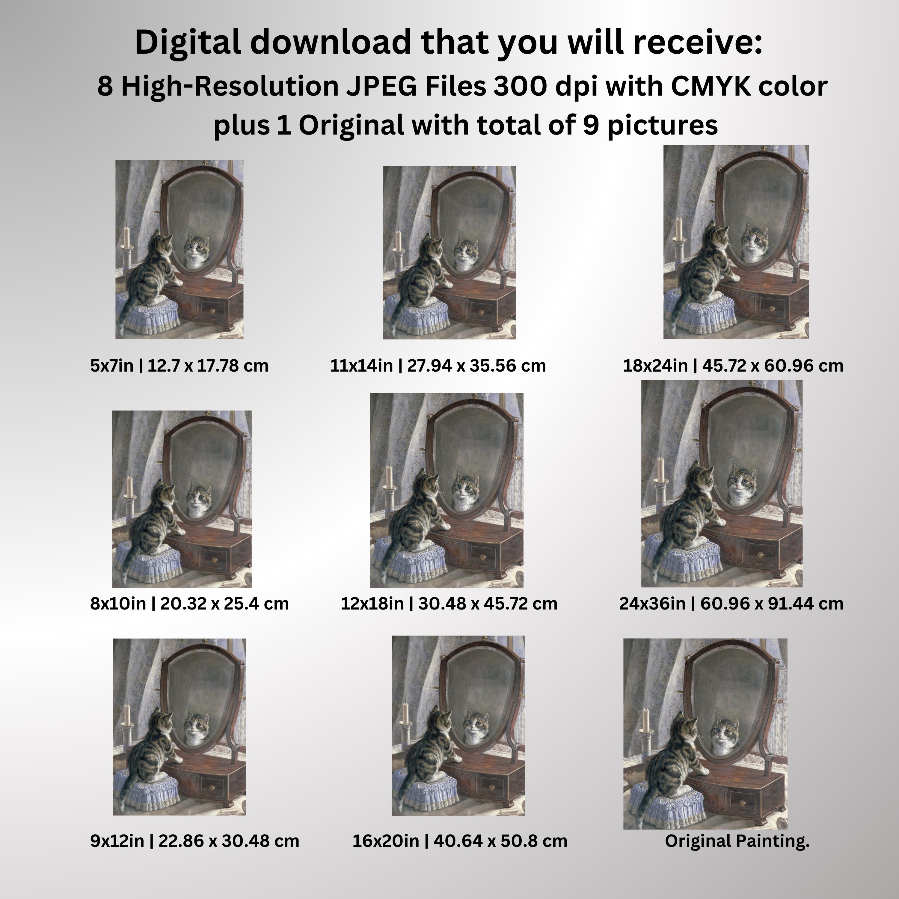 フランク・パトン作「一番美しいのは誰？」 | 鏡の前の猫