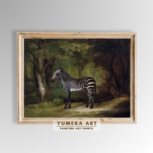 Zebra Painting | Vintage Animal Print | Antique Dark Aesthetic Decor | Nature Wall Art | Printable Decor | Y16