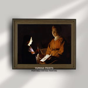 La educación de la Virgen de Georges de La Tour - Impresión artística de obra maestra barroca / Decoración de arte religioso / Descarga digital de alta calidad / U52