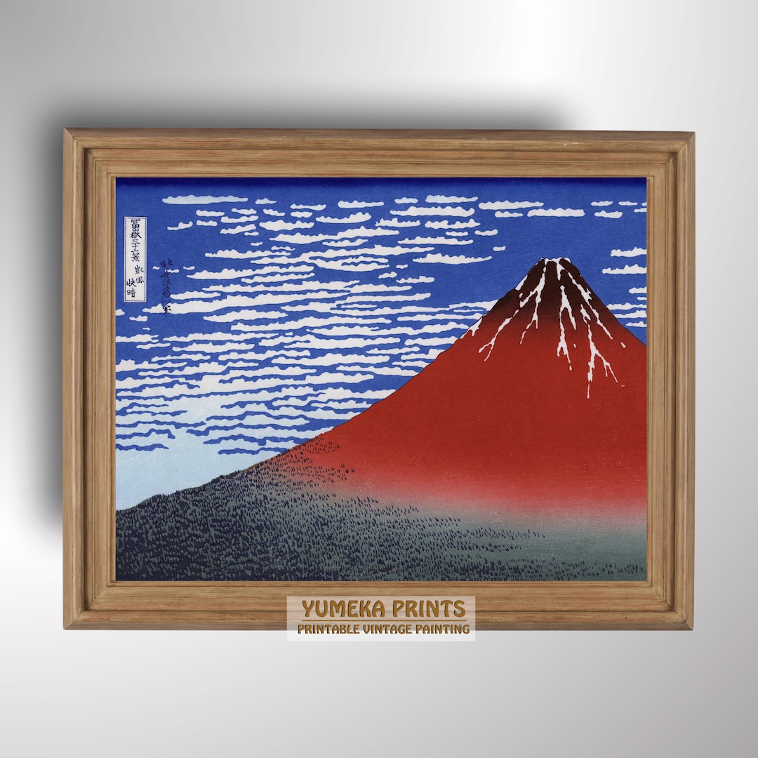 Katsushika Hokusai Red Fuji Fine Wind Clear Morning Vintage